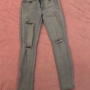 Aeropostale Gray Distressed Skinny Jeans